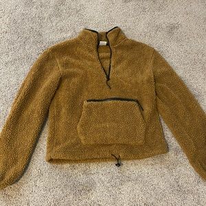 Brown Fuzzy Quarter-Zip Jacket